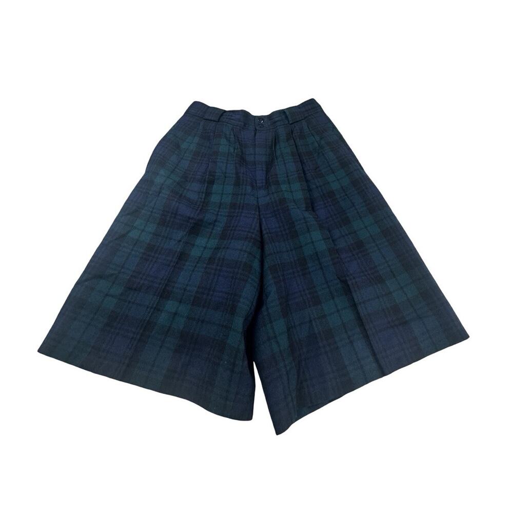 Collectible Gold Vintage Tartan Plaid Wool Culotte Shorts Preppy Academia Sz 10